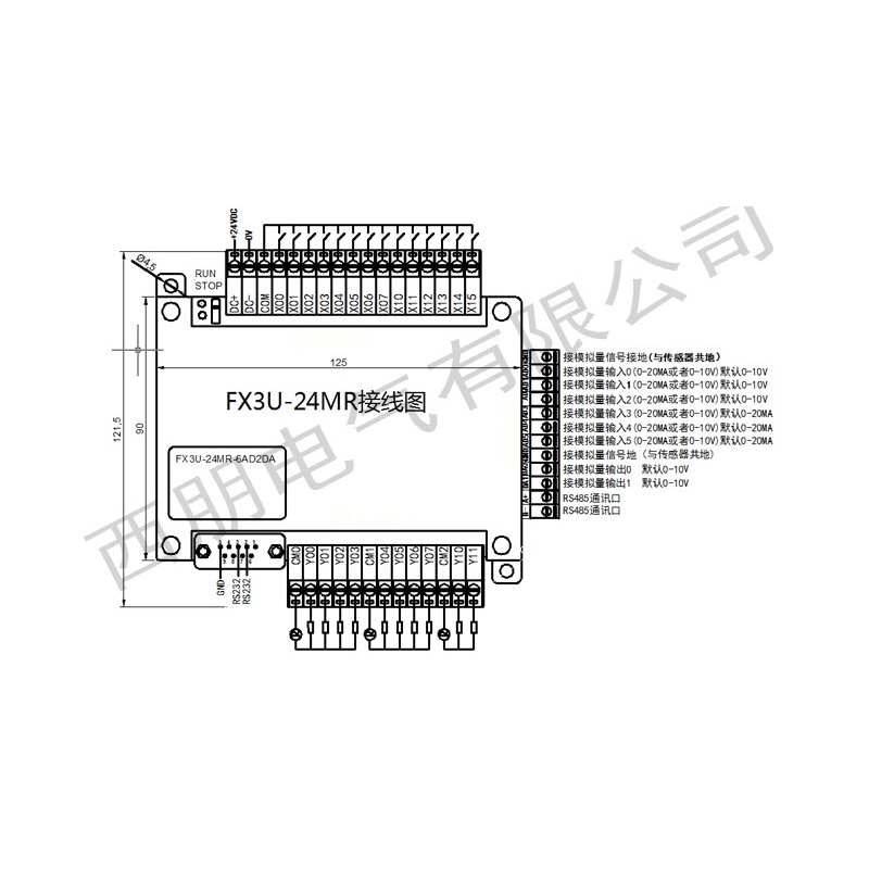 Bo mạch FX3U-24MR-6AD2DA-RS485