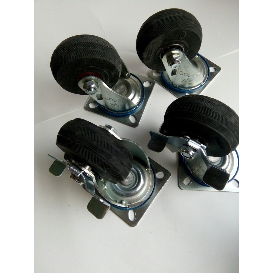 [ BÁNH CAO SU ] Bộ 4 bánh xe đẩy Cao su 125x45mm xoay 360 độ - MITUHOME, Chịu lực 200kg, có khóa chống trơn trượt