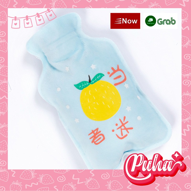 Túi chườm nóng lạnh mini Puha đa năng chườm bụng sưởi ấm tay chân 300ml , táo green.