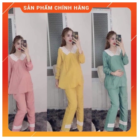 Bộ bầu sau sinh dài tay siêu mềm, không nhăn❤️có khoá cho con ti tiện lợi❤️quần có chun chỉnh