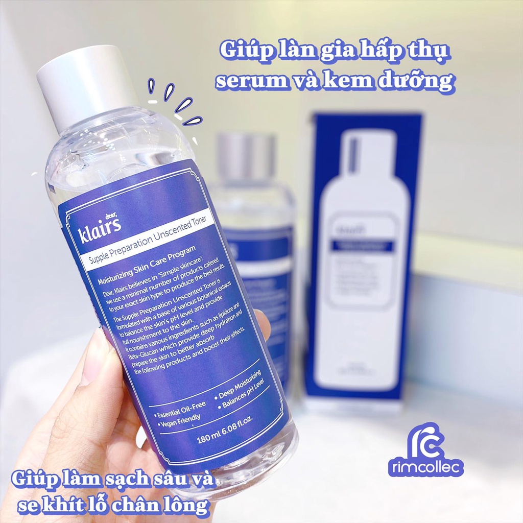 Nước hoa hồng không mùi Klairs Supple Preparation Unscented