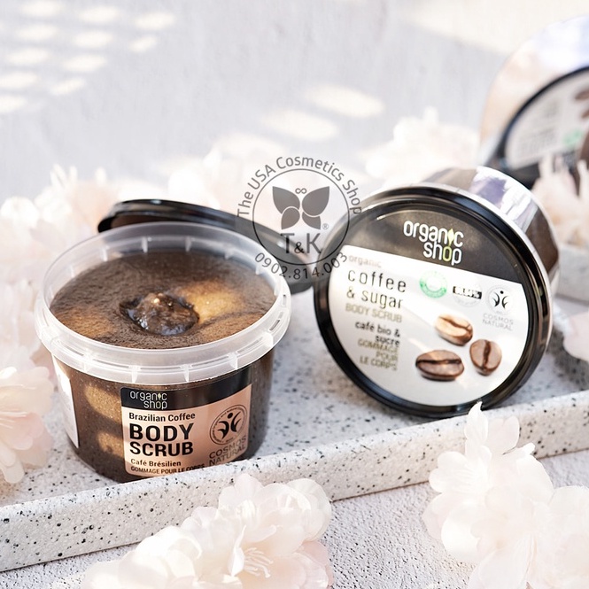 Tẩy Da Chết Dưỡng Ẩm Toàn Thân Mùi Cà Phê Thơm Thư Giãn ORGANIC SHOP 250g
