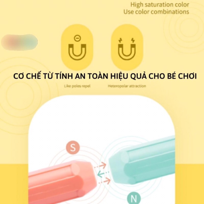 Bộ đồ chơi nam châm xếp hình thông minh MAGNETIC Stick cao cấp, Lego thông minh, Phát triển trí tuệ