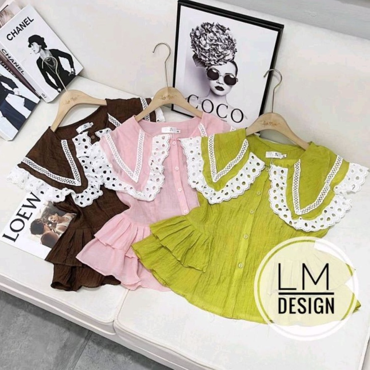 Áo cổ pha boy ren