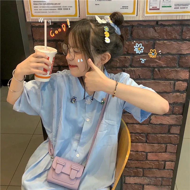 Áo Sơ Mi Tay Ngắn Màu Sắc Thời Trang Cho Nữ