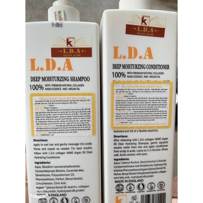 Dầu Gội xả hương nước hoa Kelsey Alvin Collagen Nano 1000ml