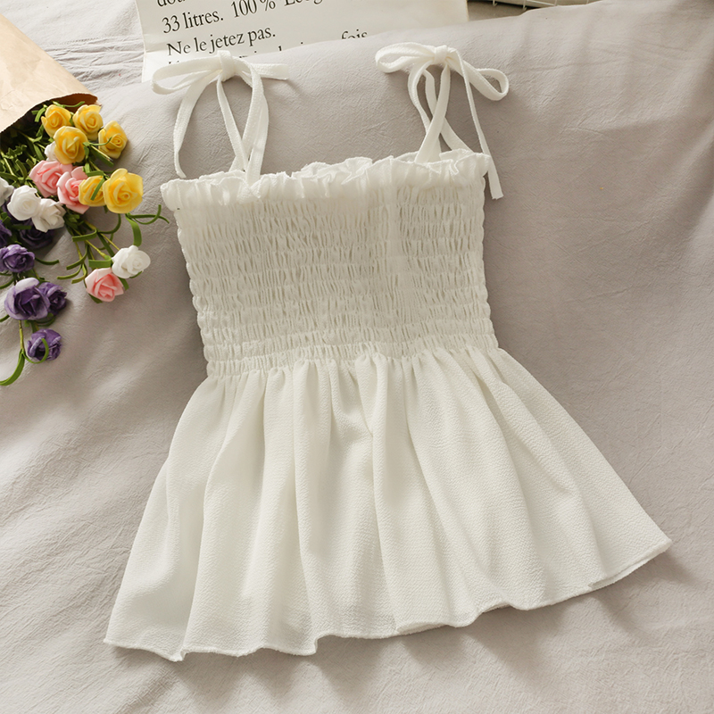 Áo Voan Hai Dây Thắt Nơ Xinh Xắn Dành Cho Nữ