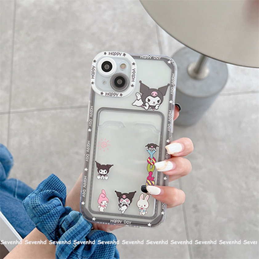 Ốp Điện Thoại Mềm Họa Tiết Hoạt Hình Có Ngăn Đựng Thẻ Cho iPhone 14 13 12 11 Pro Max X XR Xs Max 8 7 6 6s Plus SE 2020