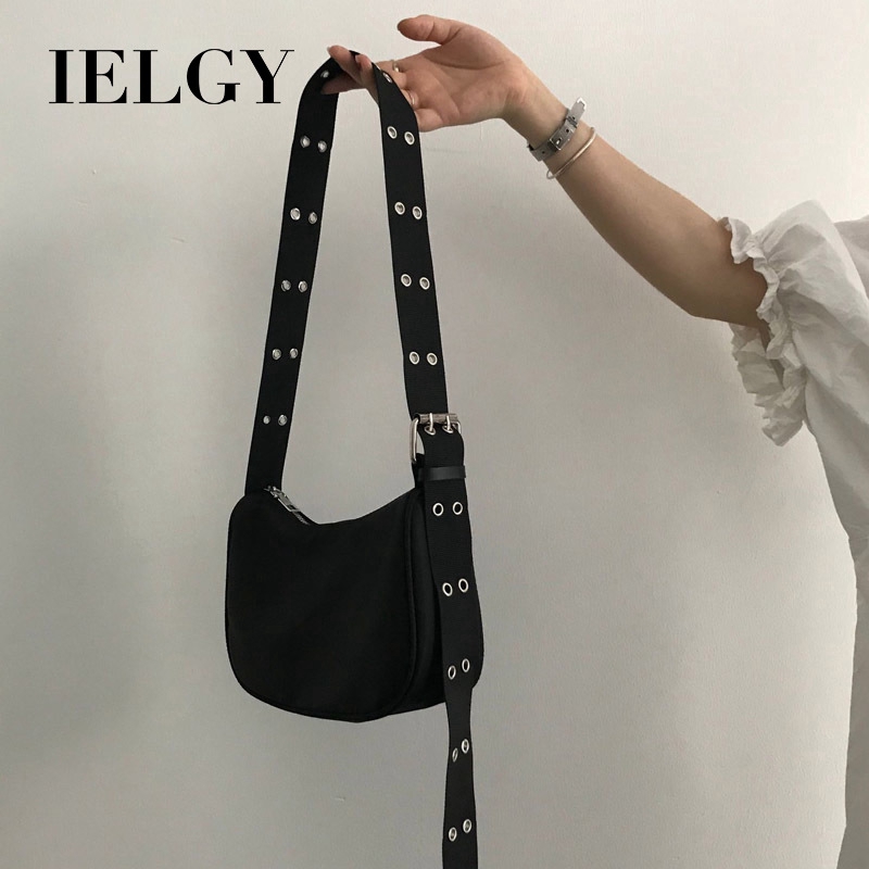 Túi đeo chéo IELGY màu đen đơn giản phong cách thời trang Hàn Quốc