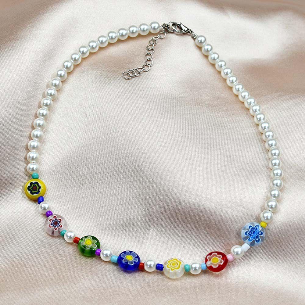 BACK2LIFE Vòng Cổ Choker Đính Hạt Hình Hoa Cúc Handmade Dễ Phối Đồ Thời Trang Cho Nữ
