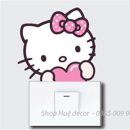 Decal dán ổ điện, sticker trang trí Hello kitty dễ thương