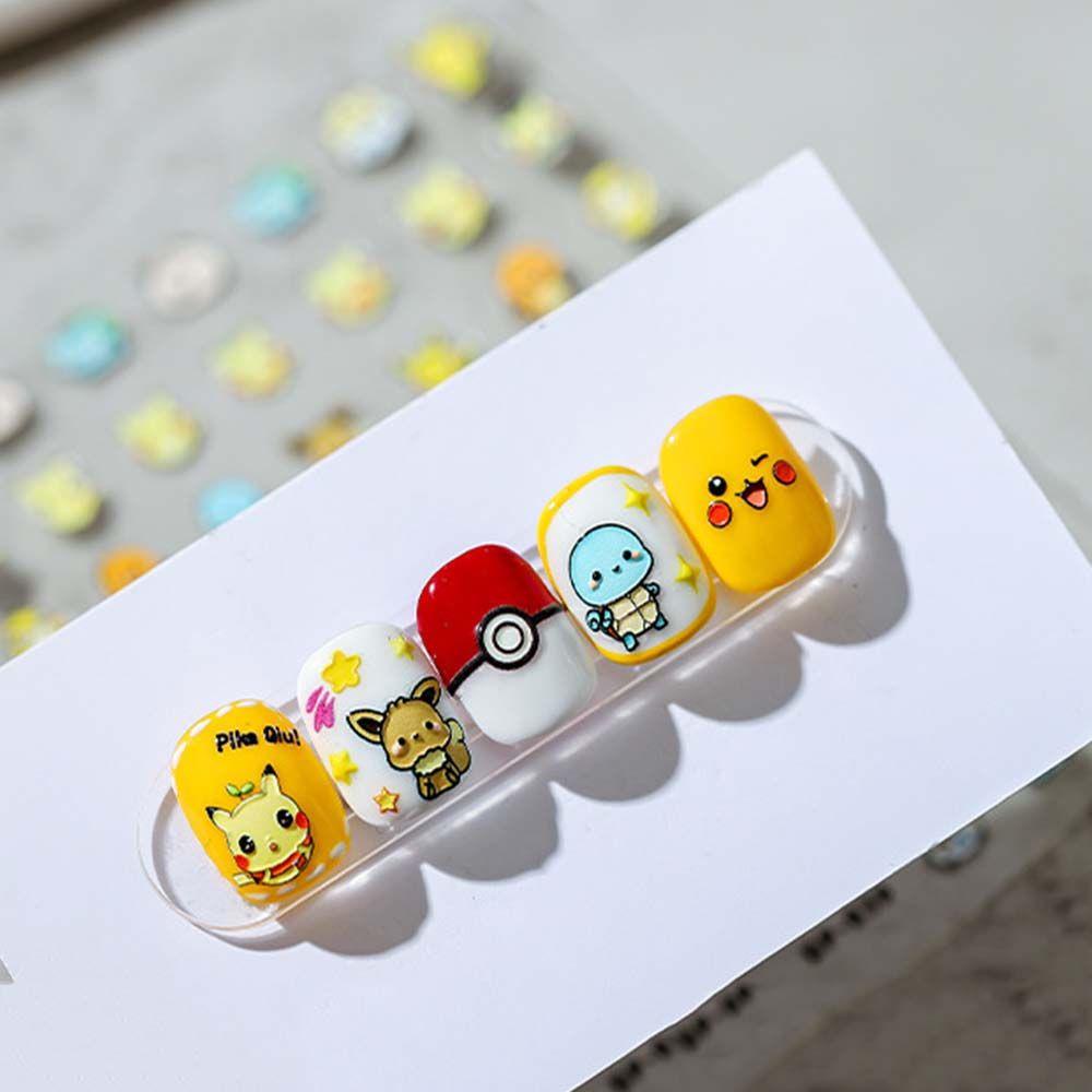 Lilyes Miếng Dán Trang Trí Móng Tay Nghệ Thuật Dập Nổi Hình Pikachu Hoạt Hình Nhật Bản DIY 5D