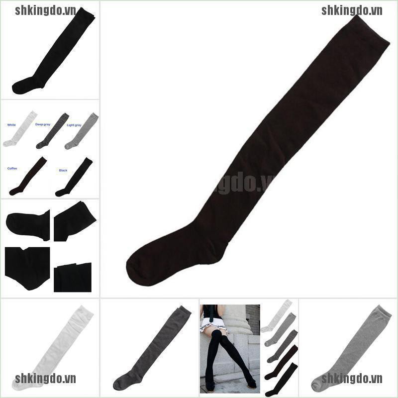 Đôi tất cotton cổ cao qua đầu gối thời trang cho nữ