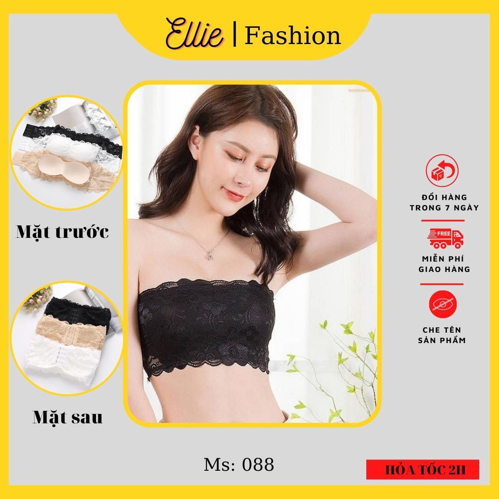 Áo Bra ren nữ nâng ngực không dây có mút ngực big size, freesize  Ellie Fashion mã 088