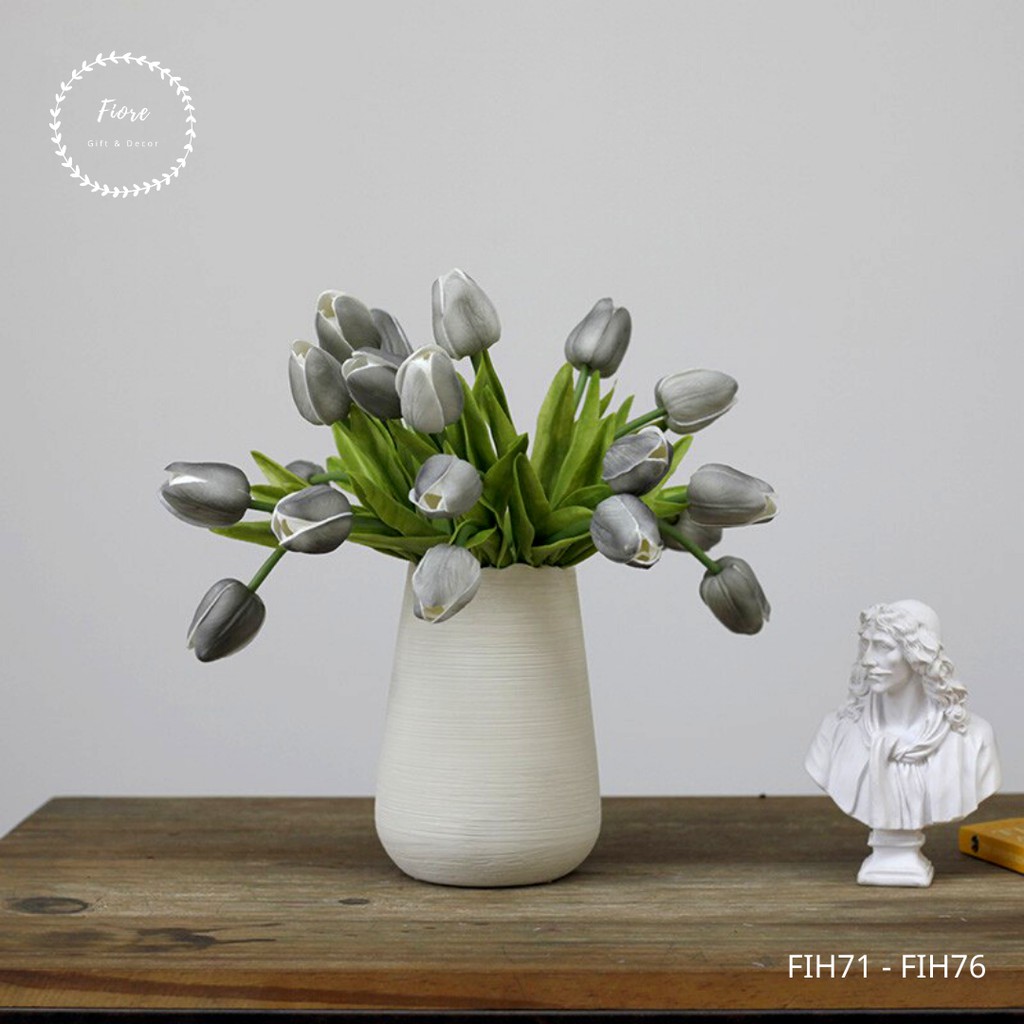 Bó 10 bông Tulip giả trang trí nhà, decor phòng khách, đạo cụ chụp ảnh, cắm lọ cực xinh