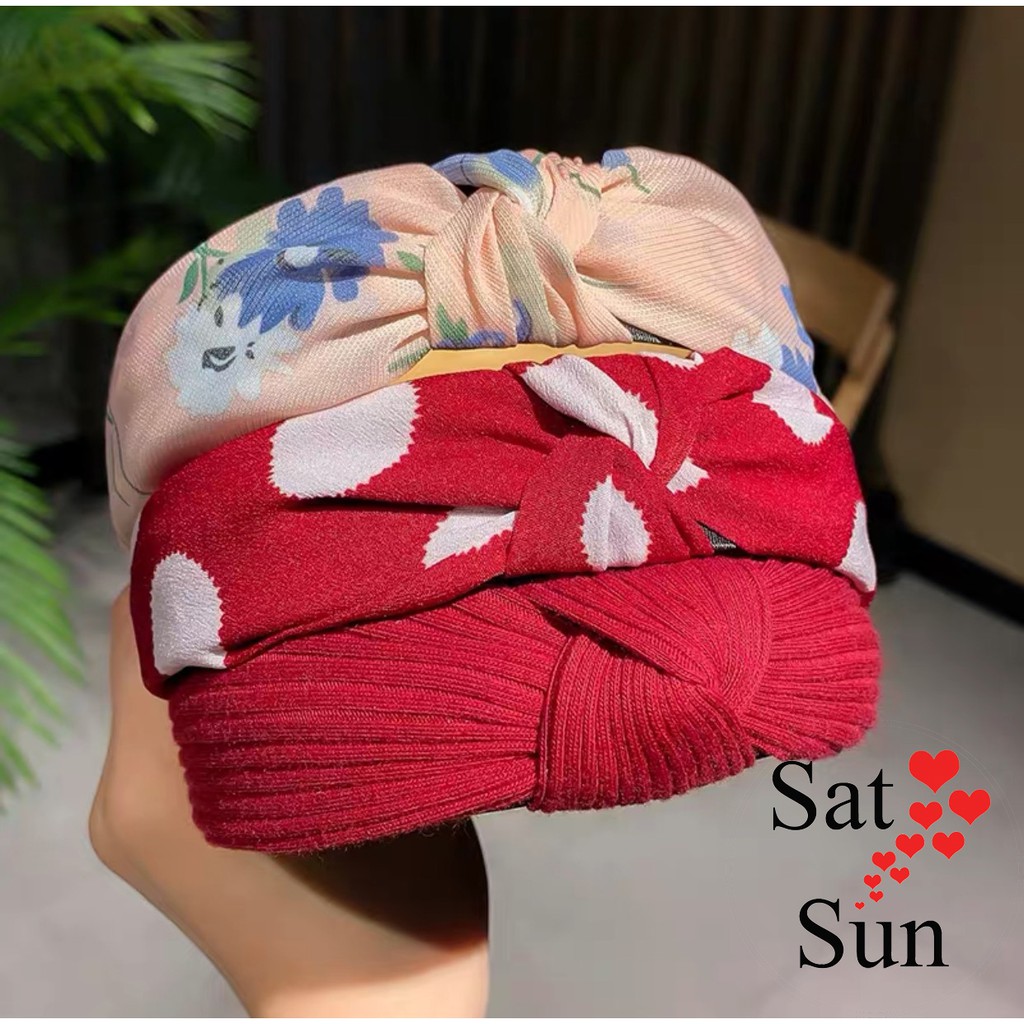 Bờm tóc turban nơ phối vải phong cách hàn quốc thanh lịch