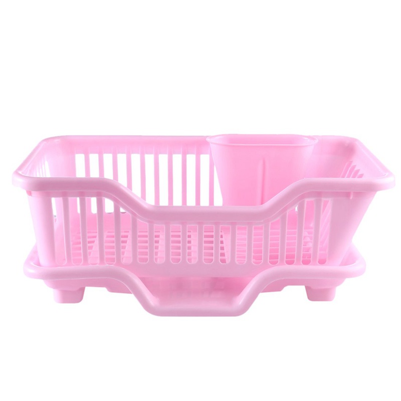Khay Nhựa Úp Chén Dĩa Ráo Nước Approx 17.5x9.5x7inch Màu Hồng