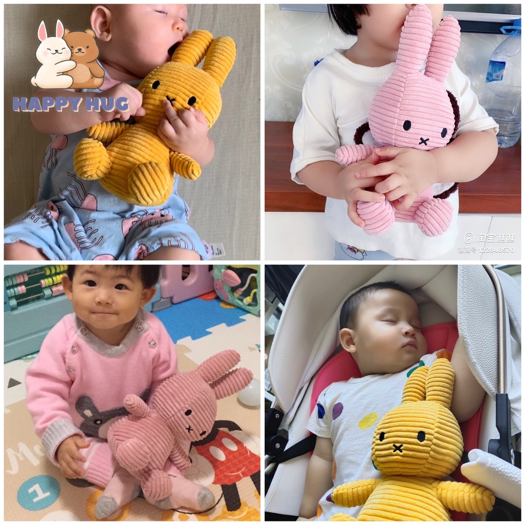 Gấu bông Thỏ Miffy dễ thương, gấu bông cho bé sơ sinh size 25cm 8 màu chất liệu bông nhung mịn cao cấp - Happy Hug