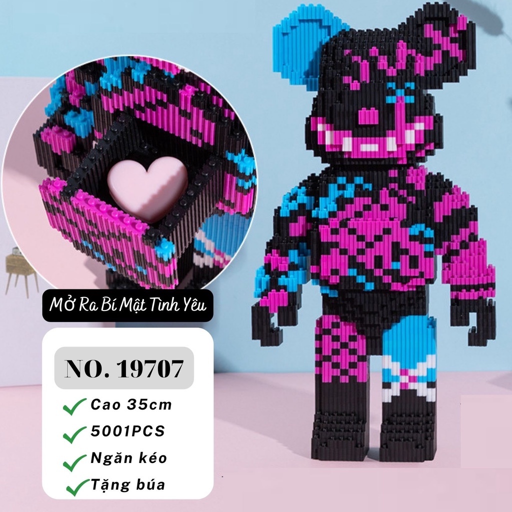 Bearbrick Lego Mô Hình Lắp Ráp JINX Cao 35cm có ngăn kéo &amp; các mô hình khác