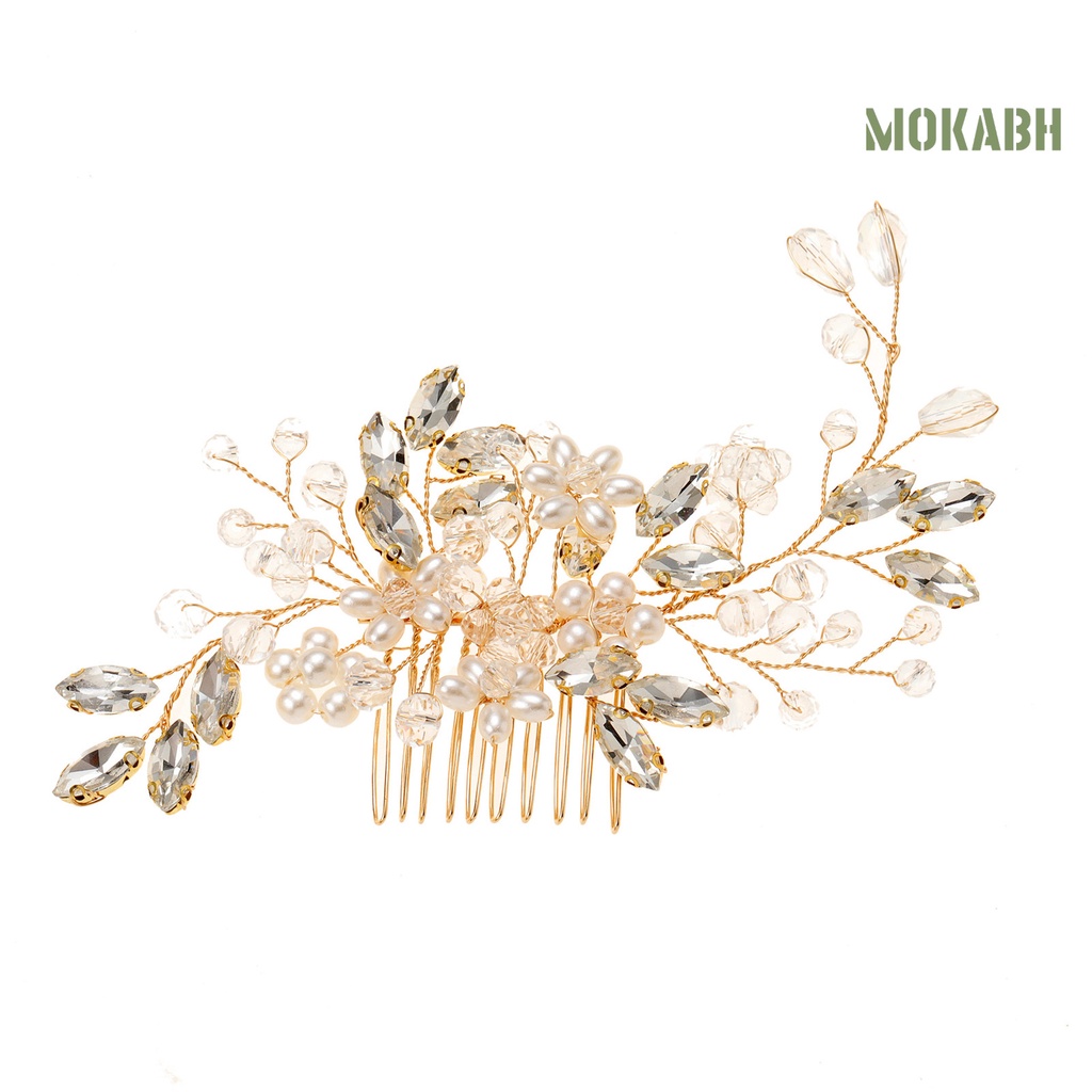 Lược Cài Tóc Đính Ngọc Trai Nhân Tạo Handmade Chống Trượt Dành Cho Cô Dâu