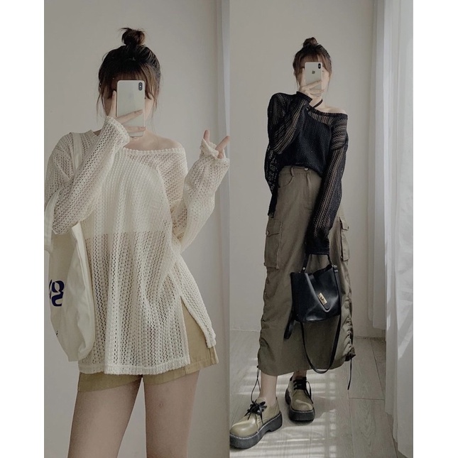 [Video thật]Set áo lưới và áo yếm L02, áo lưới form rộng phong cách. Áo yếm croptop mix áo lưới phong cách cực trendy.