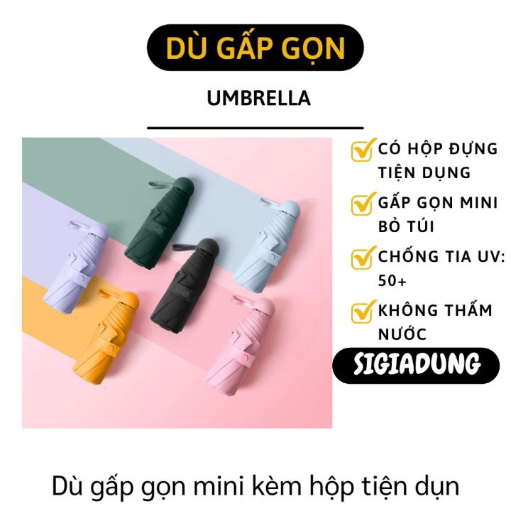 [SGD] Dù Gấp Gọn - Ô Dù Cầm Tay Mini Đi Mưa, Nắng Chống Tia UV Kèm Hộp Tiện Dụng Bỏ Túi 7915