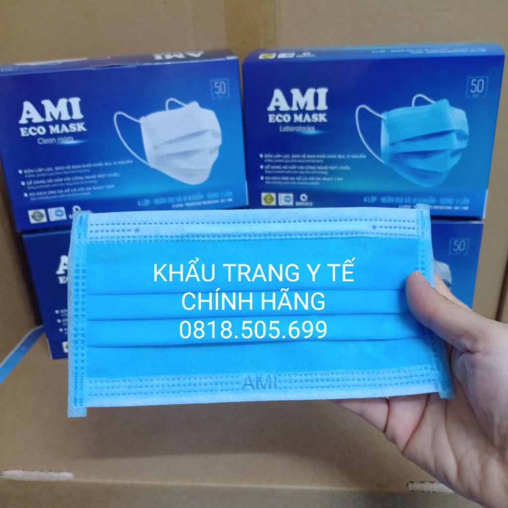 Khẩu trang y tế 4 lớp hiệu AMI (Hộp 50 cái)