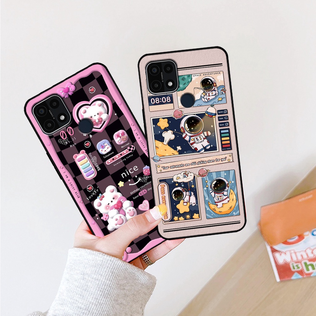 Ốp lưng Oppo A15 - Oppo A15s hình gấu, vũ trụ ngân hà chibi. ốp chống sốc bền đẹp