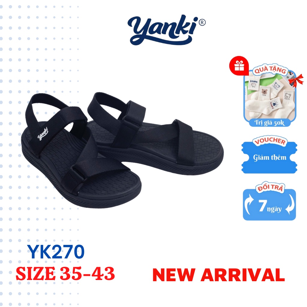 Giày Sandal Quai Chéo YANKI màu Full Đen - YK270FD