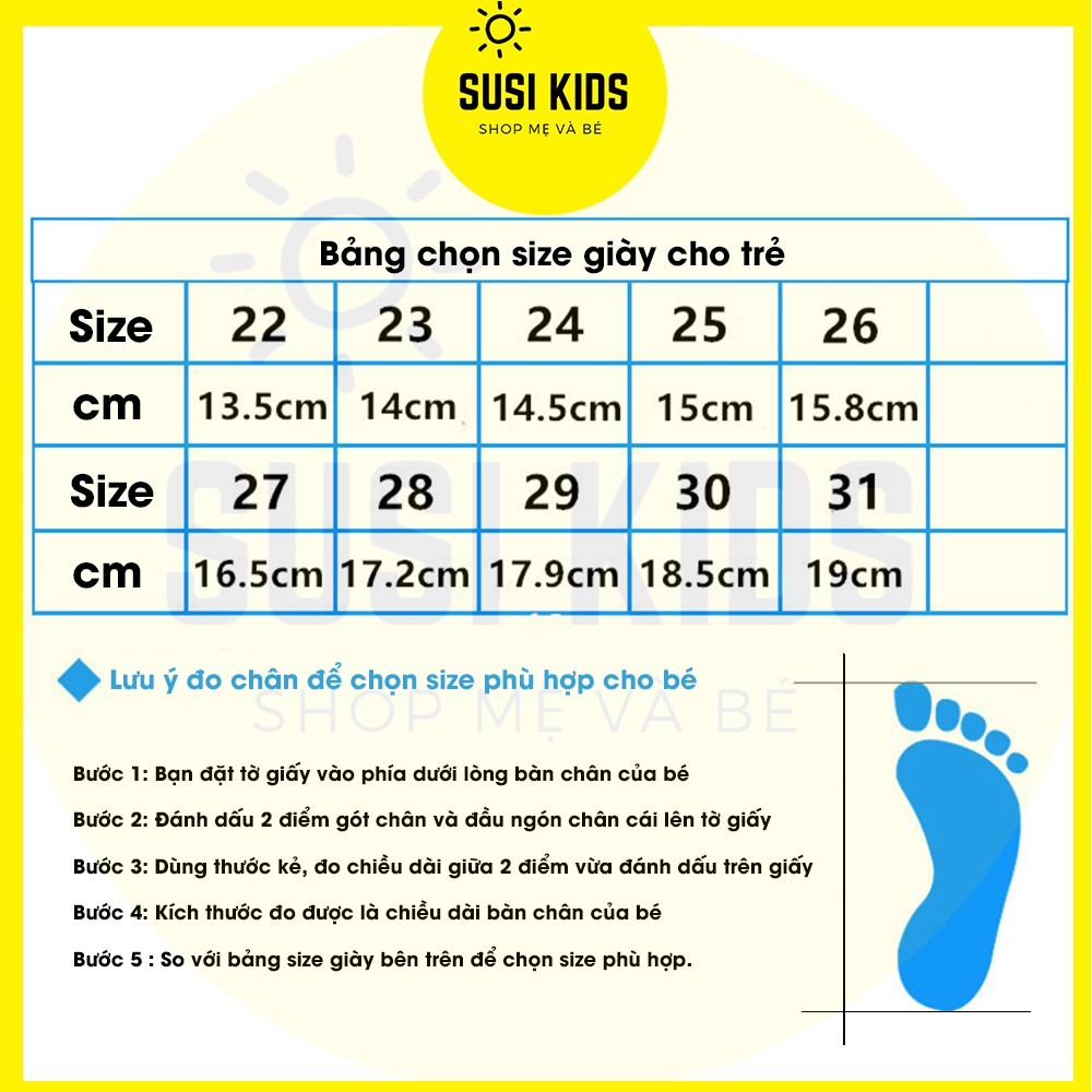 [Xả Kho] Giày Cho Bé Gái Bé Trai 1 2 3 4 5 6 Tuổi Dày Thể Thao Trẻ Em Nam Nữ - Susi Kids