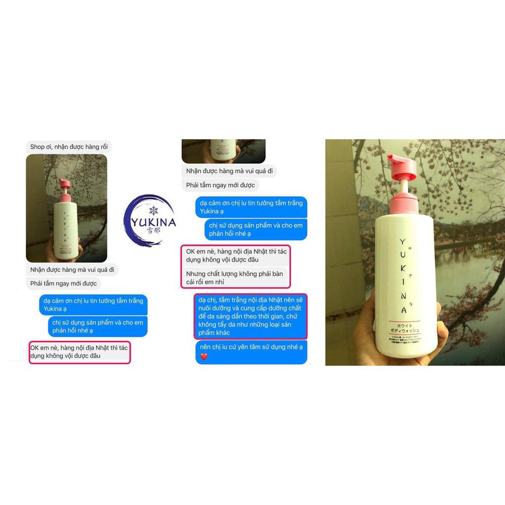 Sữa tắm YUKINA trắng da mờ thâm nám sạm màu da thiên nhiên an toàn bầu và mẹ cho con bú 500ml Nhật Bản | BigBuy360 - bigbuy360.vn