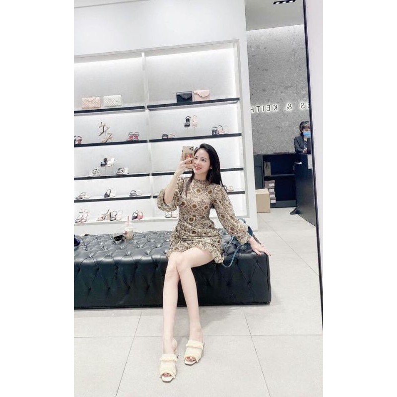 Váy hoa họa tiết dài tay dáng đuôi cá BCi