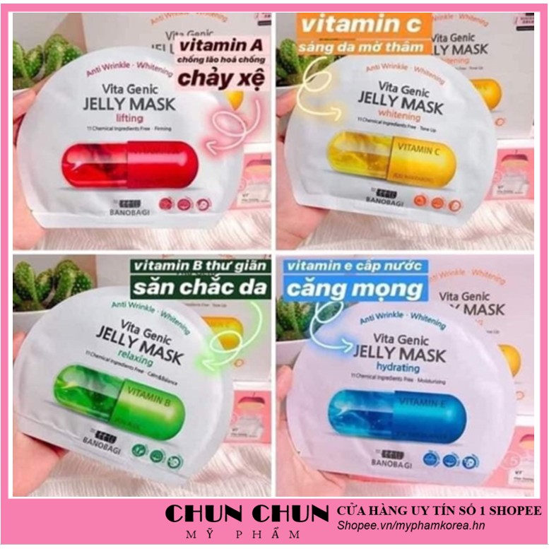 Hộp 10 Túi Mặt nạ giấy dưỡng da Banobagi Vita Genic Jelly Mask Hàn Quốc 30ml x10 giúp da mềm mại trắng sáng tự nhiên