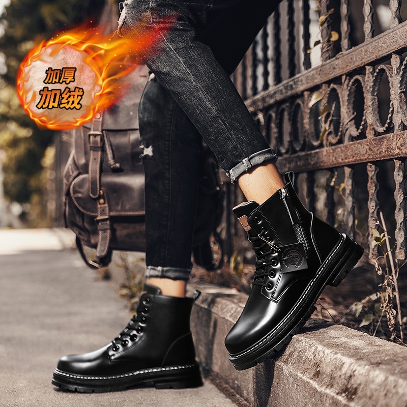 [ZY Martin boots Martin] Giày Bốt Nam. Giày Bốt Lót Len Cashmere Chống Thấm Nước Thời Trang Giày Boot Phong Cách Trẻ Trung Cá Tính Dành Cho Nam Giày Bốt Cổ Cao Thời Trang Dành Cho Nữ Áo Mưa Chống Thấm Nước Tiện Dụng Dép Quai Ngang Chống Trượt Thời Trang G