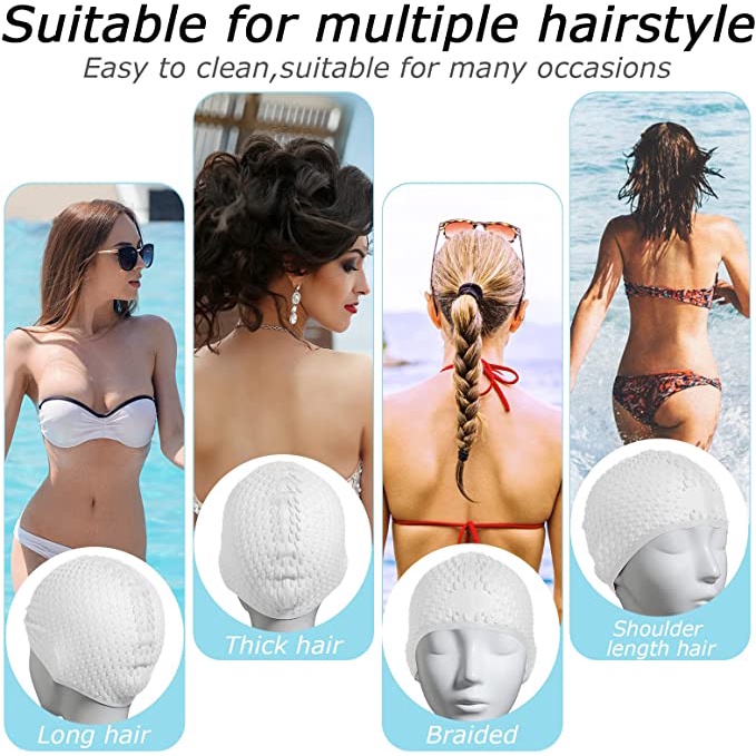 Mũ Bơi Unisex Co Giãn Chống Thấm Nước Thiết Kế 3D Tiện Dụng