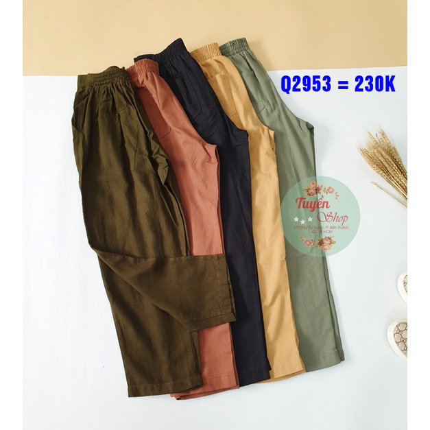 Quần baggy linen lưng nửa thun