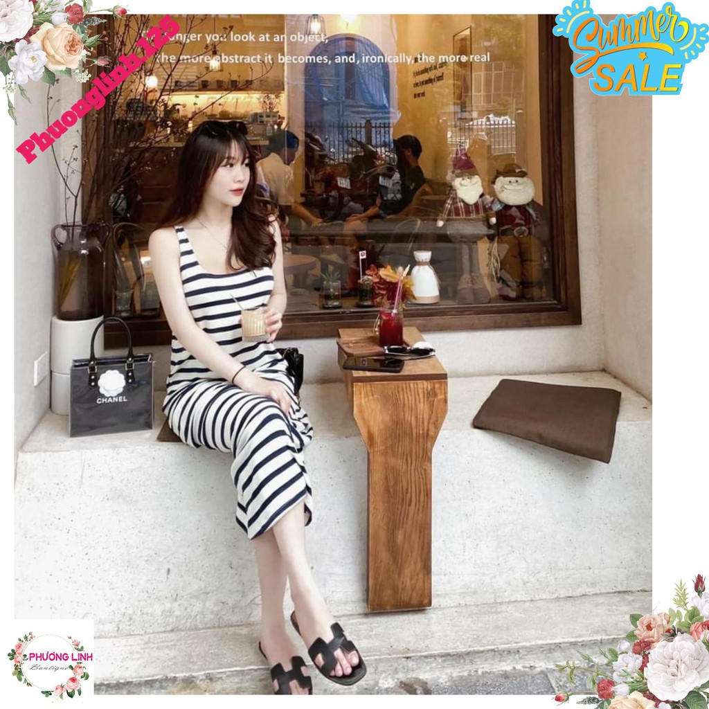 VÁY THUN KẺ NGANG 2 DÂY BẢN TO | BigBuy360 - bigbuy360.vn