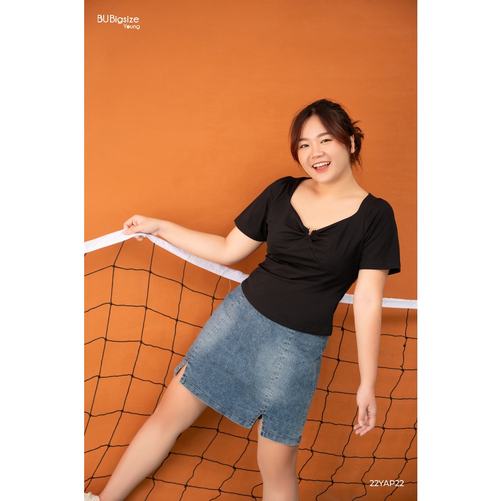 Áo thun khoét trang trí ngực BIGSIZE (55kg đến 95kg) - 22YAP22 - [BU Bigsize Young]