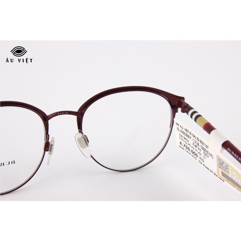 Gọng kính kim loại Burberry B-1318 dáng tròn Full box