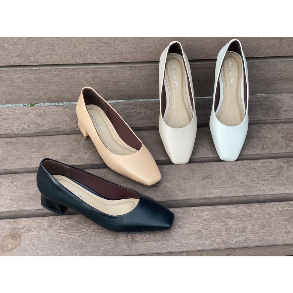 Giày cao gót công sở nữ 3 phân mũi vuông gót vuông da mềm cao cấp