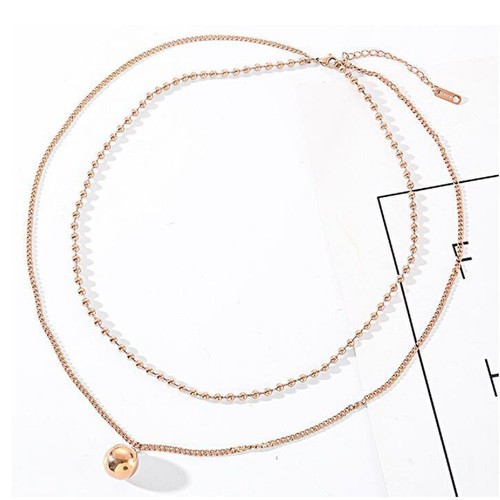 Dây Chuyền 2 Tầng Trái Châu Titan Không Đen TT 2362