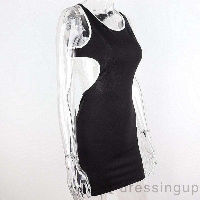 Đầm Sát Nách Cổ Tròn Thiết Kế Xẻ Quyến Rũ