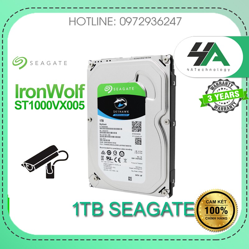 Ổ cứng HDD 1TB 1000GB Seagate Skyhawk, chuyên dụng cho camera máy tính (chính hãng)