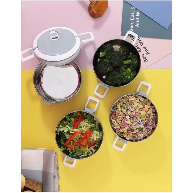 Cà mèn 4 tầng inox - Hộp đựng cơm văn phòng giữ nhiệt, đựng được canh và nhiều món ăn