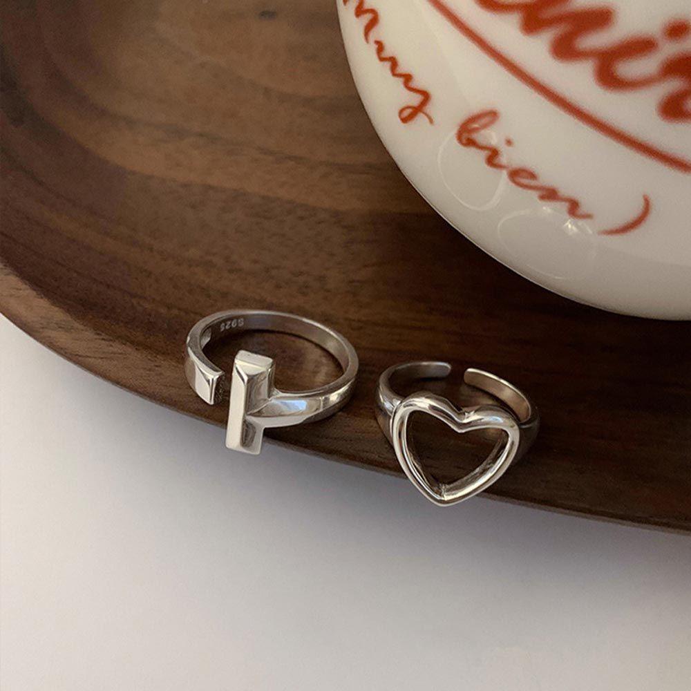Nhẫn Hở VANES1 Họa Tiết Hình Học / Trái Tim Phong Cách Vintage Thanh Lịch Cho Nữ