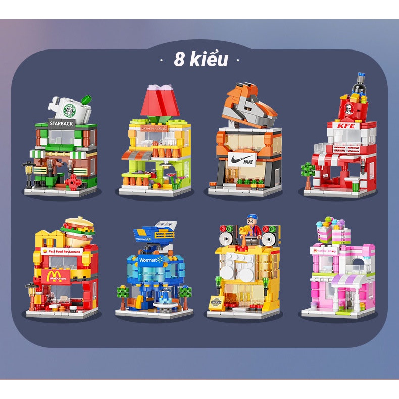 Bộ đồ Chơi Lắp Ráp Khối Xây Dựng Lego Nhà LOZ Mô Hình Phòng ăn-Tiệm Bánh Ngọt-siêu Thị