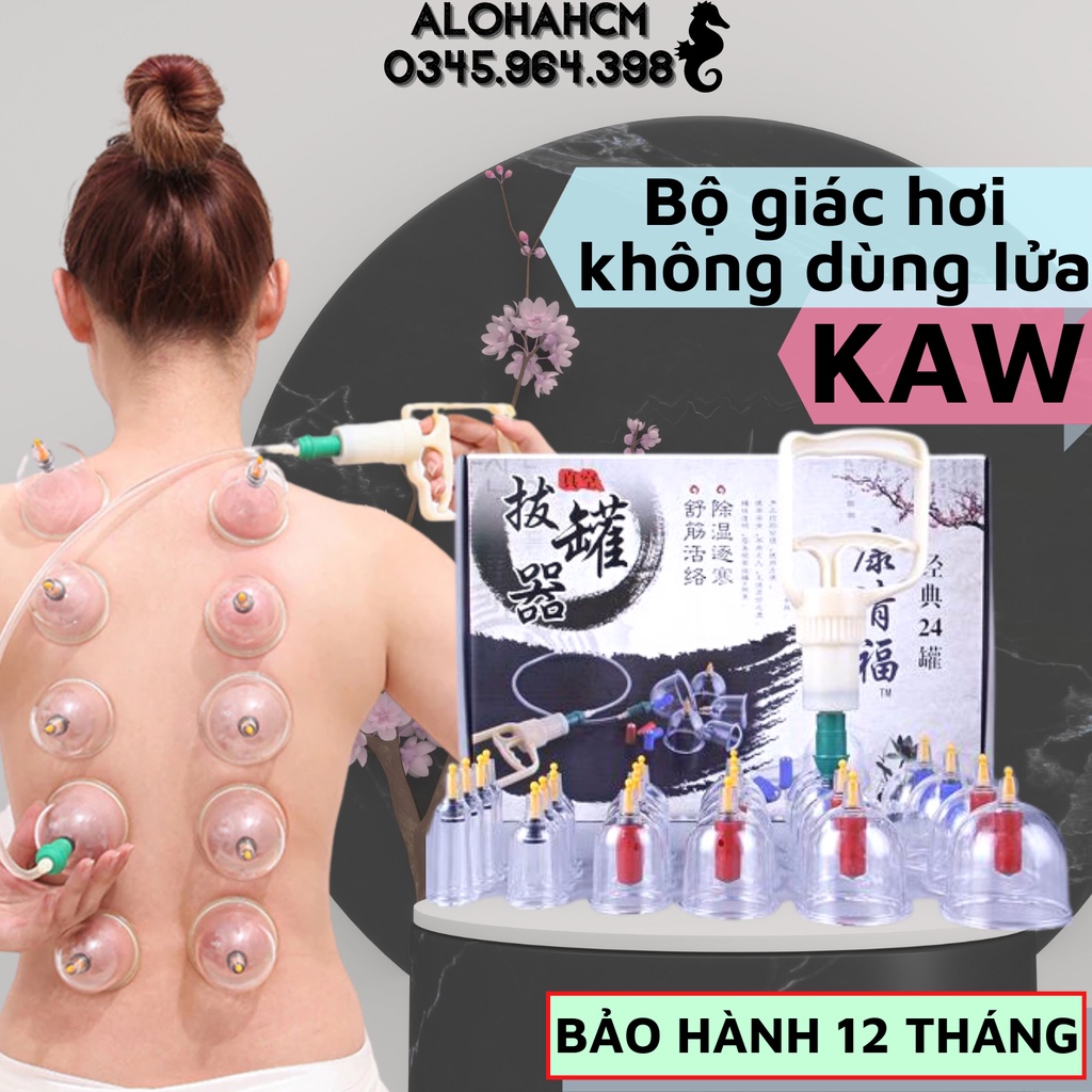 Bộ Giác Hơi KAW 24 Cốc Kèm Bộ Phụ Kiện- Giác Hơi Chân Không Mẫu Mới Nhất 2022 Không Dùng Lửa Hiệu Quả, An Toàn, Tiện Lợi