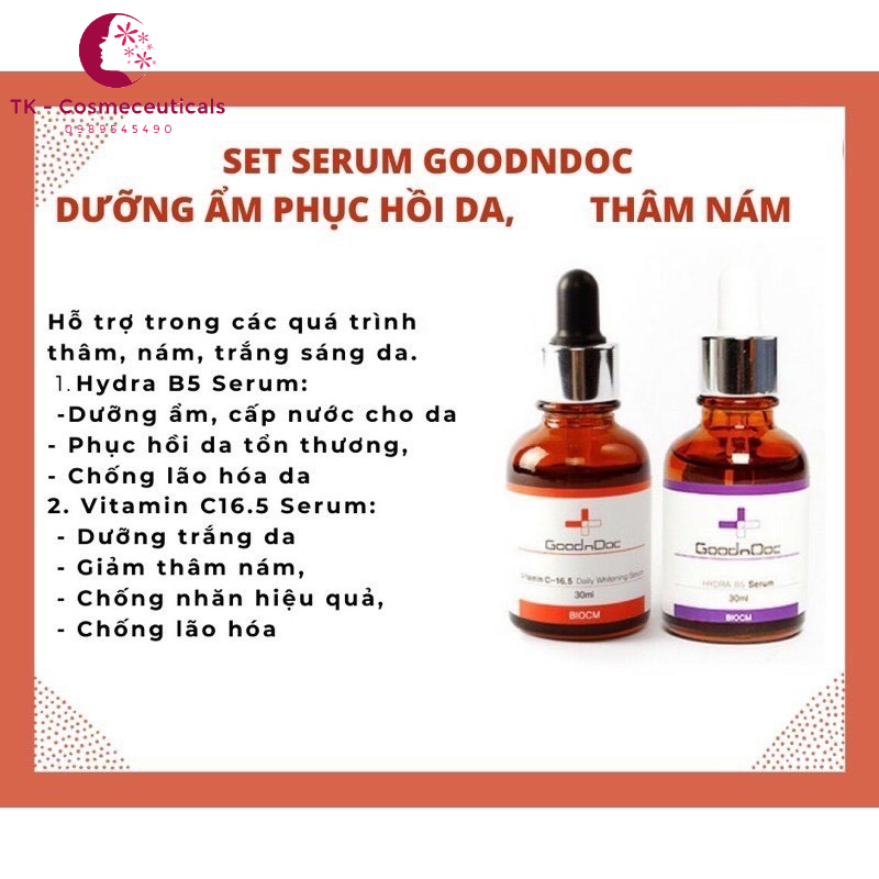 Serum GoodnDoc Hydra Dưỡng Ẩm Phục Hồi Làm Trắng Sáng Da, Mờ Thâm Sạm Nám, Cấp Nước Chống Lão Hóa Da
