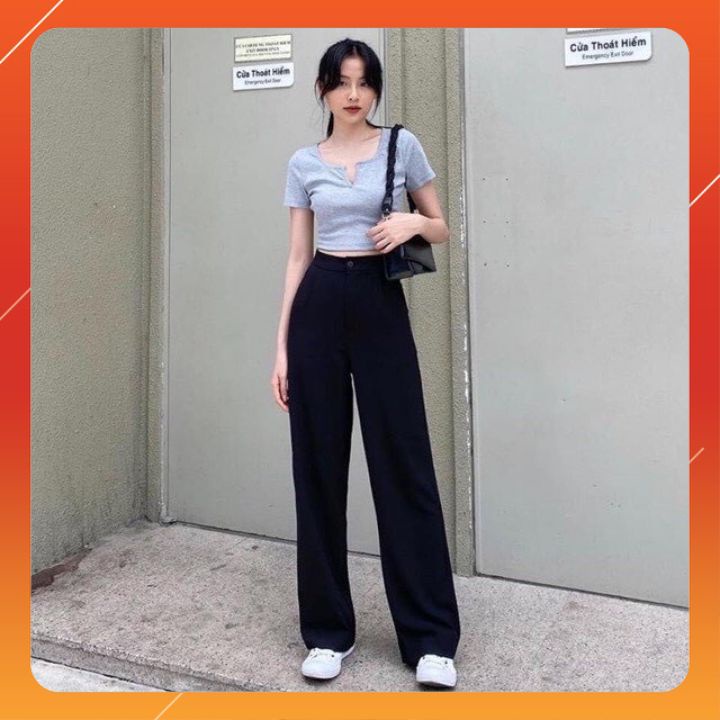 Quần Tây Ống Rộng Nữ 💯 SIÊU ĐẸP 💯 Quần Tây Rộng Suông Khóa Trước