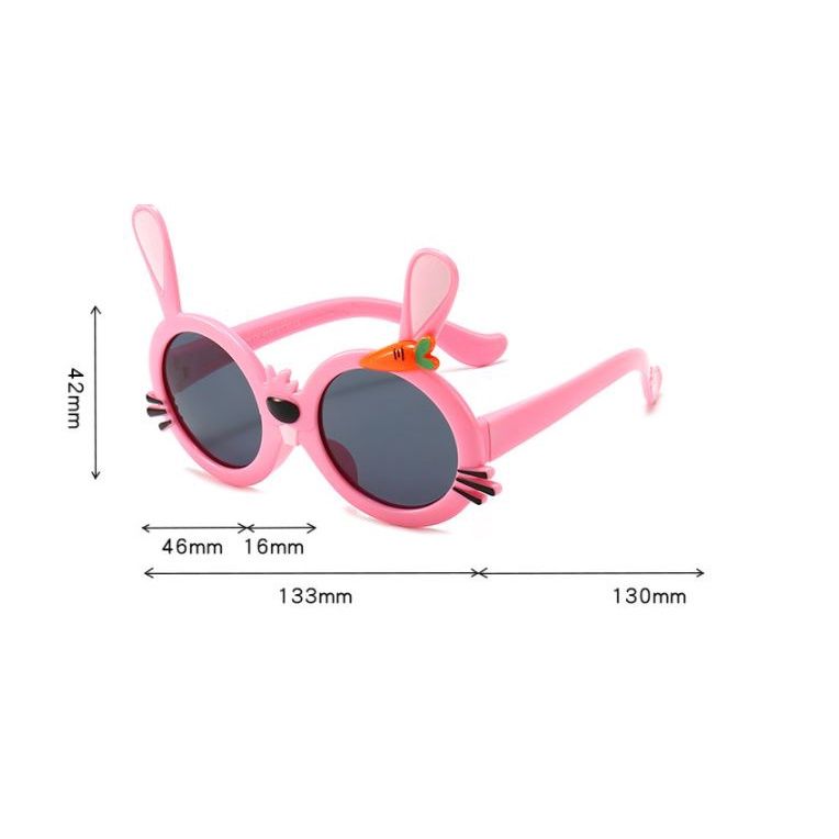 Mắt kính mát gọng dẻo thỏ hồng chống tia UV cho bé gái